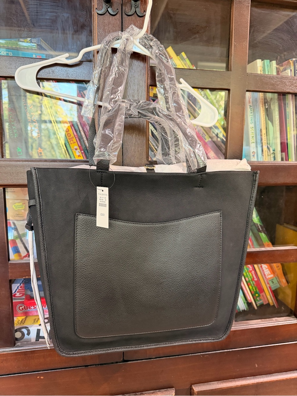 Talbots Black DOUBLE HANDLE SUEDE TOTE WITH LEATHER